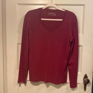 Eddie Bauer burgundy long sleeve top. Size XL